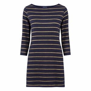 Joules Navy Gold Starstripe Long Sleeve Shift Dress Size US 4 Classic Nautical